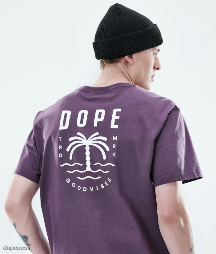 Dope Riided - mehed igapäevane t-särk Dope palm pleekinud viinamari B62VTF354 - Image 5