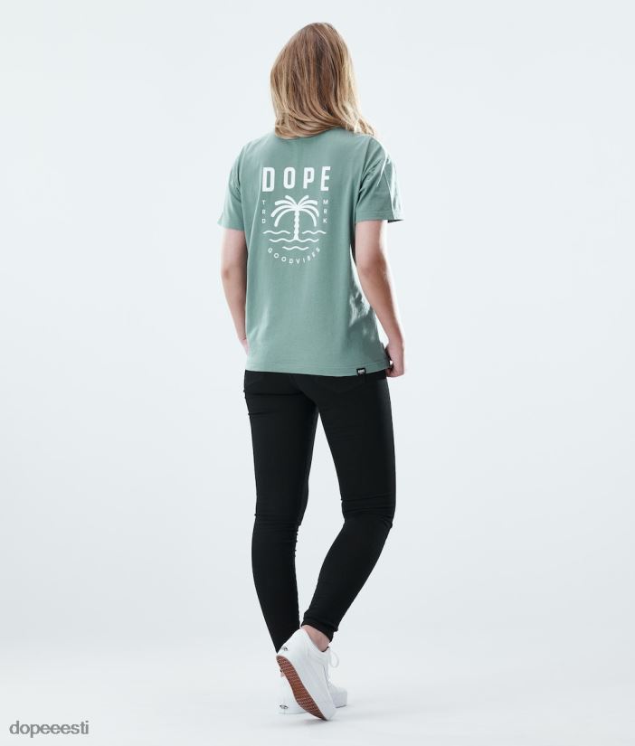 Dope Riided - naised tavaline t-särk Dope palm pleekinud roheliseks B62VTF898 - Image 4