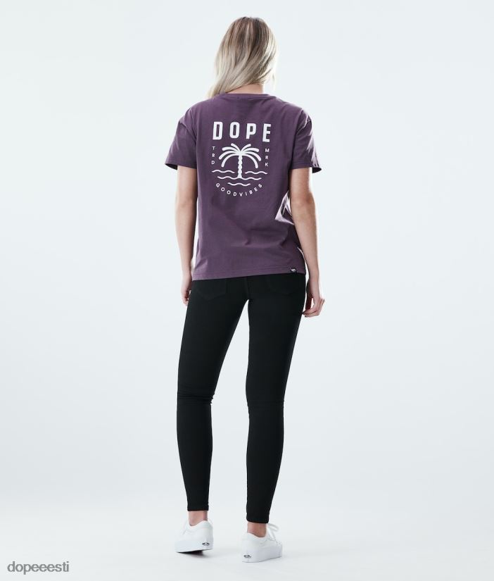 Dope Riided - naised tavaline t-särk Dope palm pleekinud viinamari B62VTF894 - Image 4