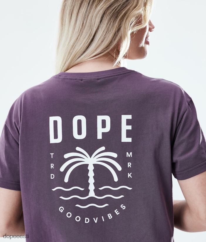 Dope Riided - naised tavaline t-särk Dope palm pleekinud viinamari B62VTF894 - Image 6